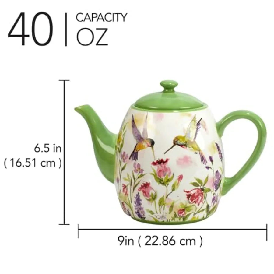 Hummingbird Ceramic Teapot