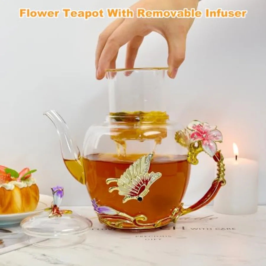 Floral Glass Teapot