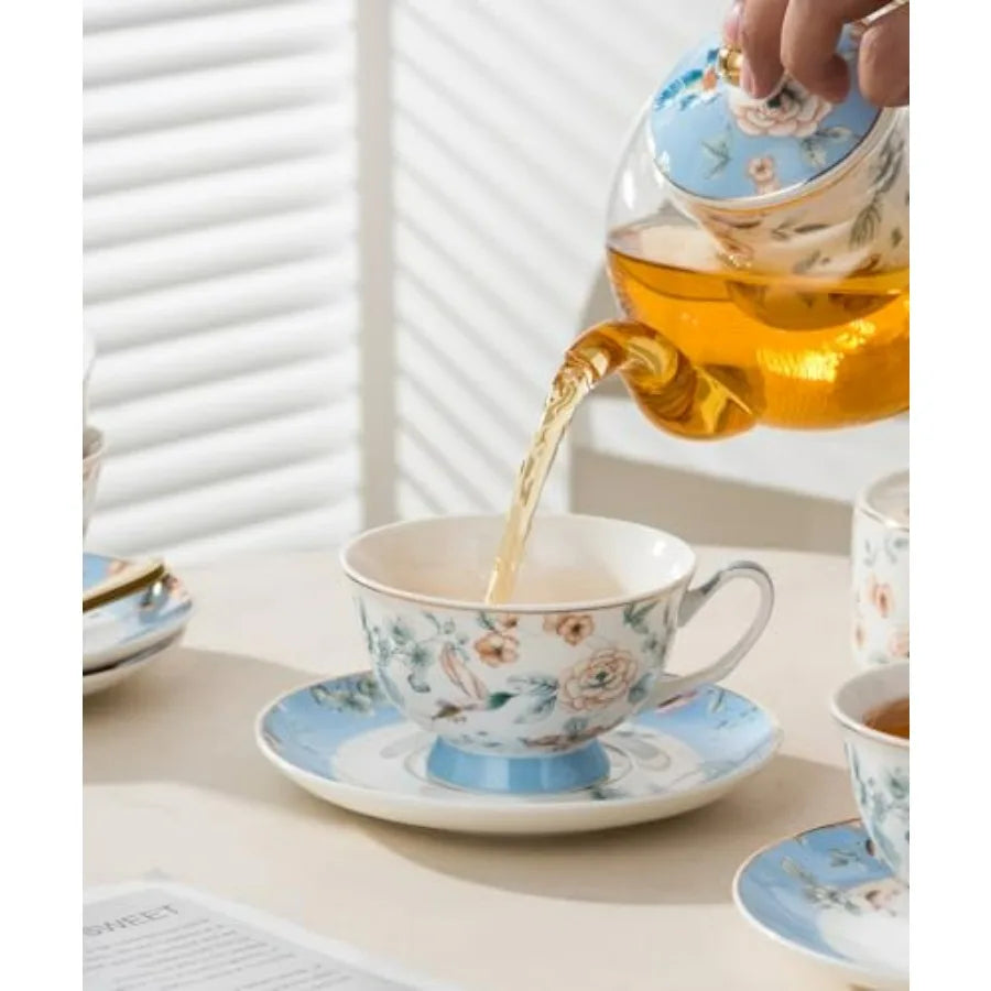 Blue Floral Tea Set